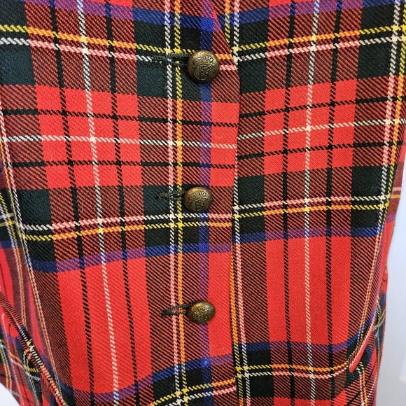 Women's James Pringle Weavers of Inverness Red Tartan Plaid Wool Vest Size 16 - Picture 7 of 7